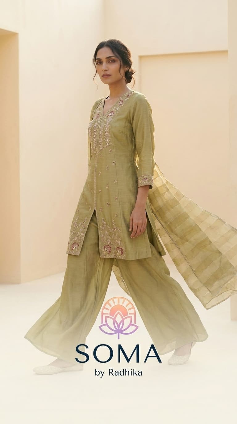 The Vintage Sage Zari Kurta Set view 4
