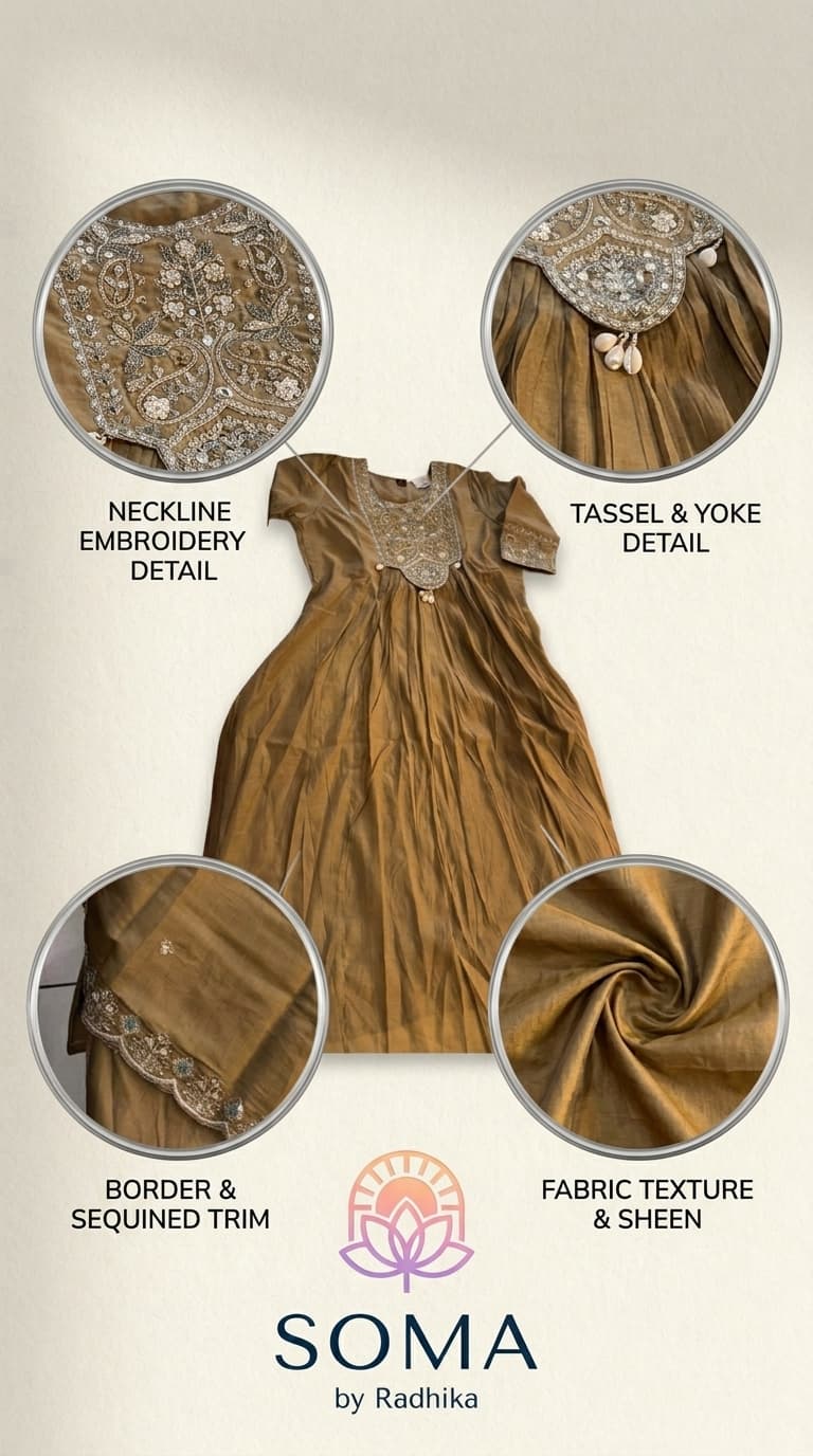 The Burnished Gold Zari Anarkali Set view 4