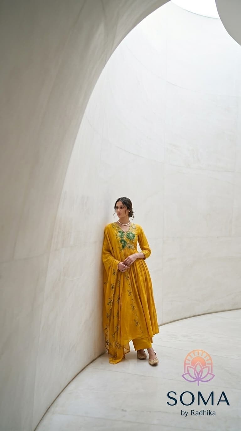 The Saffron Verdant Anarkali alternate view