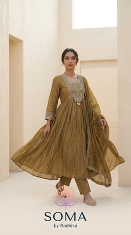 The Burnished Gold Zari Anarkali Set thumbnail 1