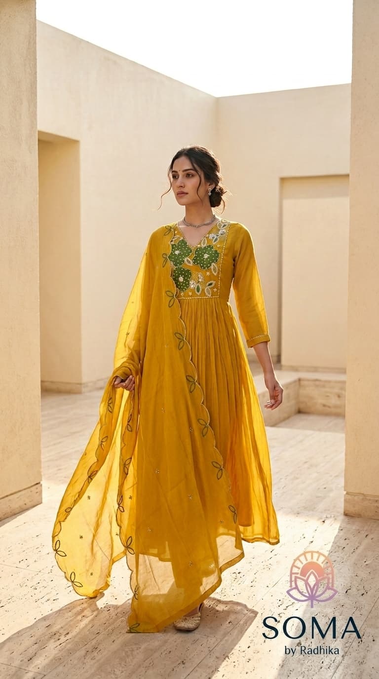 The Saffron Verdant Anarkali