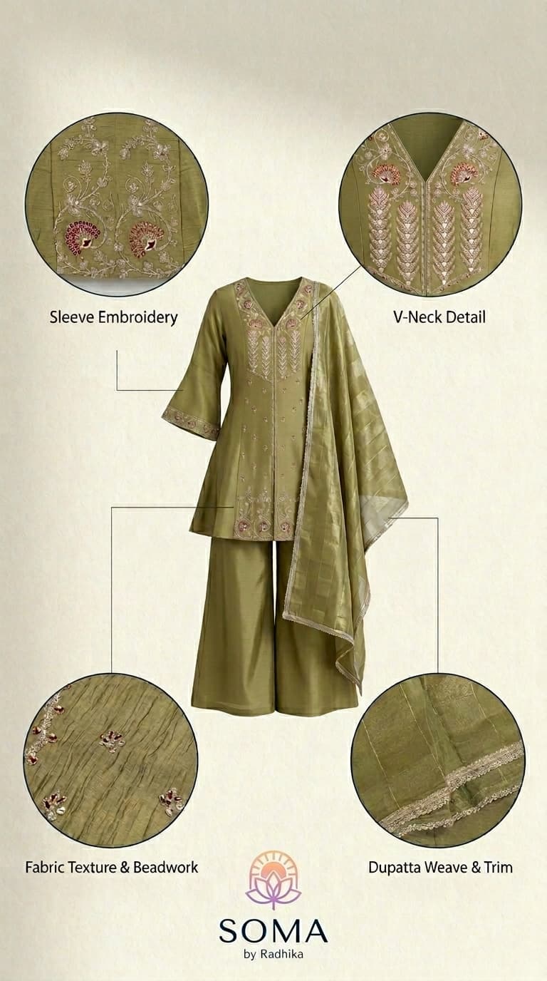 The Vintage Sage Zari Kurta Set view 5