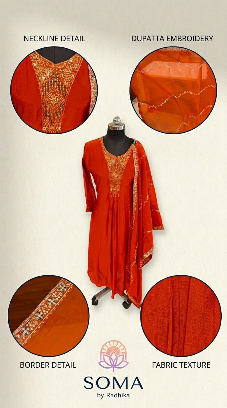 The Amber Flame Zari Set view 4