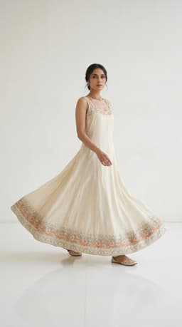 The Ethereal Blossom Ivory Anarkali Set thumbnail 5