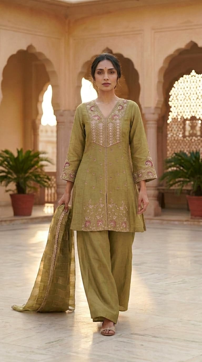 The Vintage Sage Zari Kurta Set alternate view