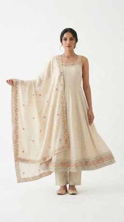 The Ethereal Blossom Ivory Anarkali Set thumbnail 2
